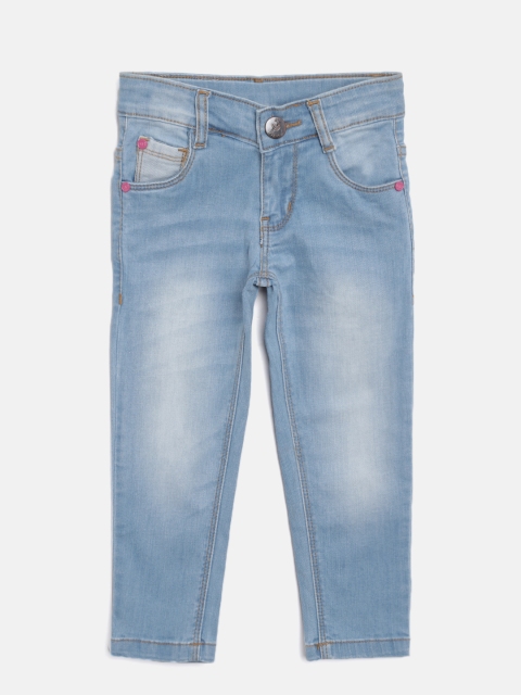 

612 league Girls Blue Regular Fit High-Rise Clean Look Stretchable Jeans