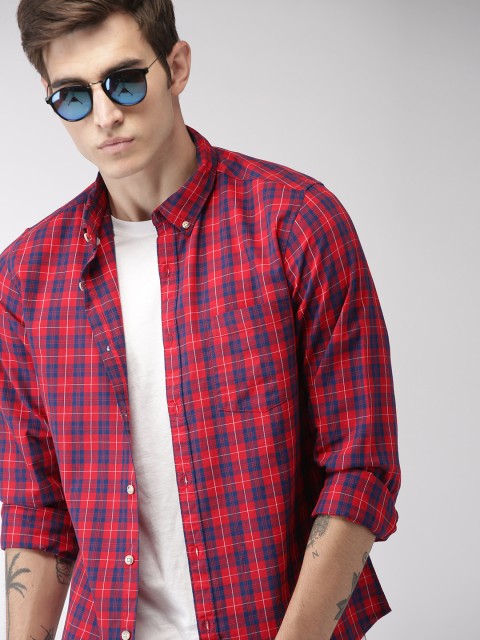 

Harvard Men Red & Navy Blue Checked Casual Shirt