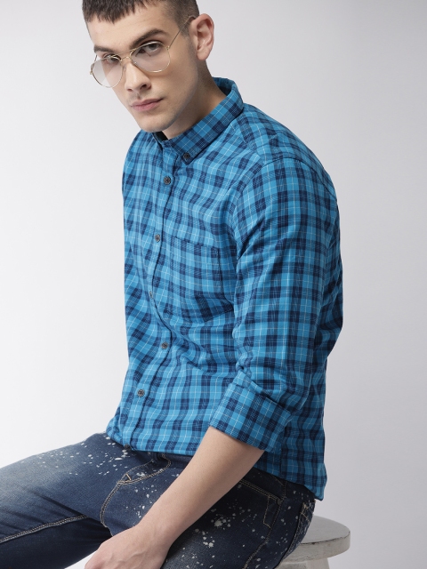 

Harvard Men Blue Regular Fit Checked Casual Shirt