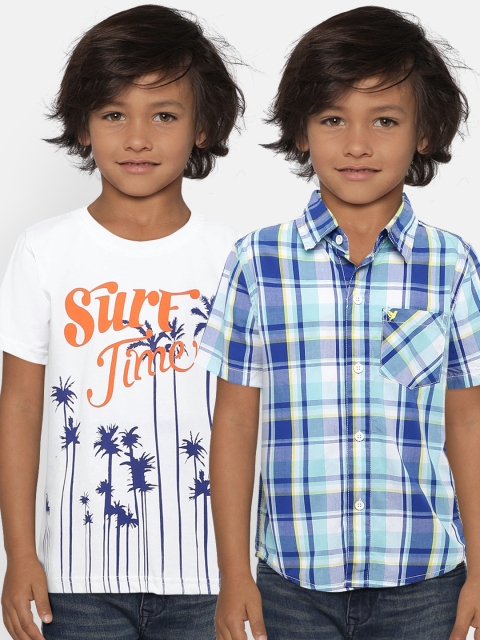 

612 league Boys Pack of Shirt & Tshirt, Blue