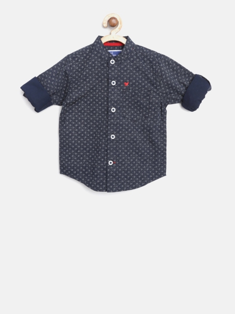 

612 league Boys Navy Blue Regular Fit Printed Casual Shirt