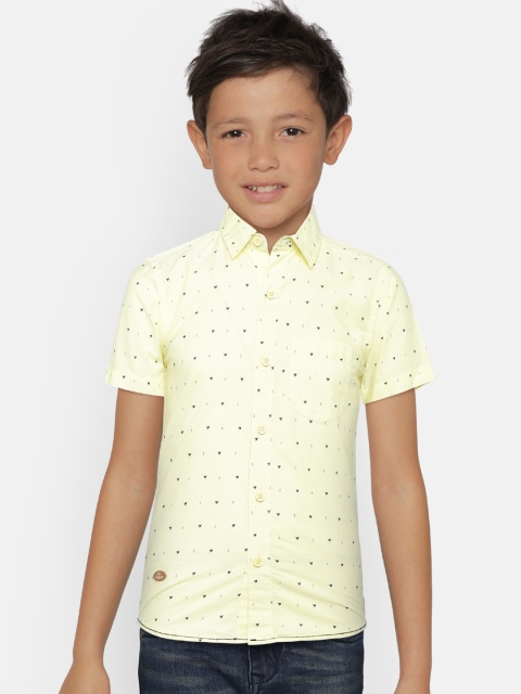 

612 league Boys Yellow Regular Fit Printed Casual Shirt
