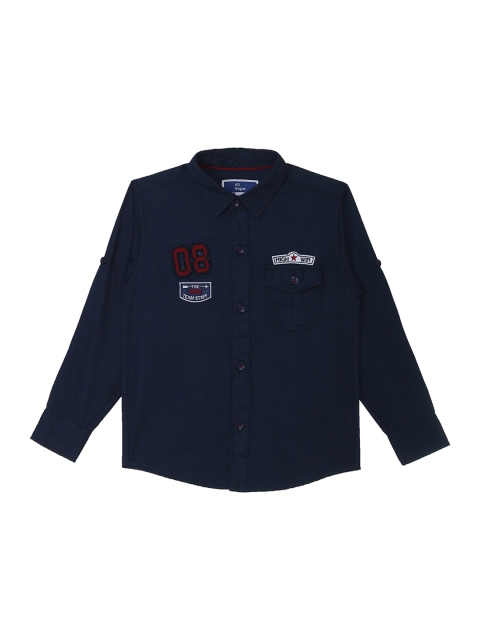 

612 league Boys Navy Blue Regular Fit Solid Casual Shirt