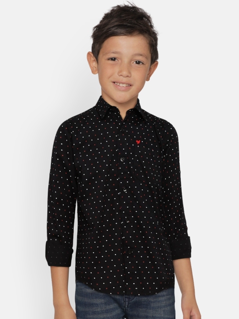 

612 league Boys Black Regular Fit Printed Casual Shirt