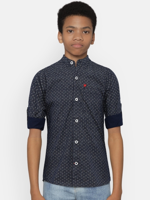 

612 league Boys Navy Blue Regular Fit Printed Casual Shirt