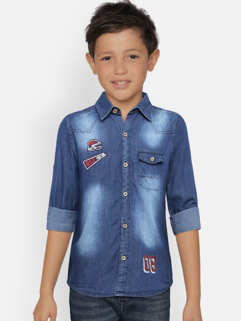 

612 league Boys Blue Regular Fit Casual Chambray Shirt