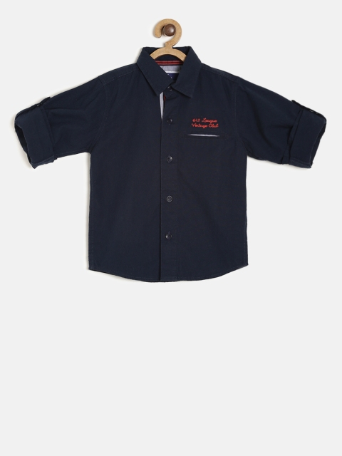 

612 league Boys Navy Blue Solid Casual Shirt