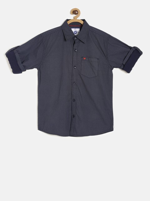 

612 league Boys Navy Blue Solid Casual Shirt
