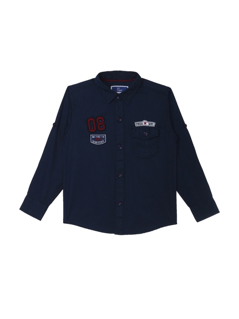 

612 league Boys Navy Blue Regular Fit Solid Casual Shirt