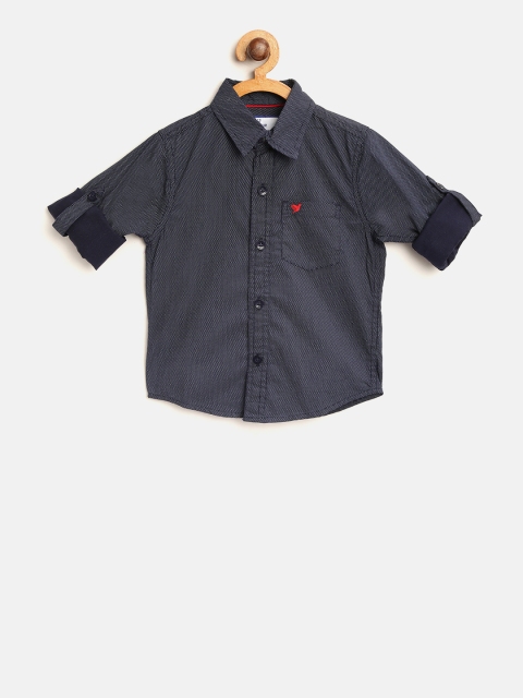 

612 league Boys Navy Blue Regular Fit Printed Casual Shirt