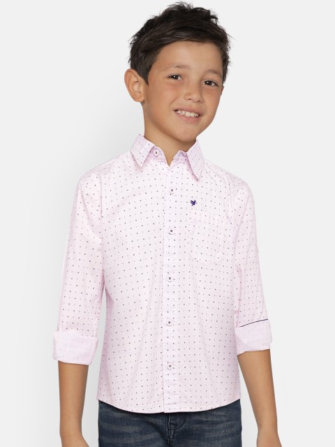 

612 league Boys Pink Regular Fit Printed Casual Shirt