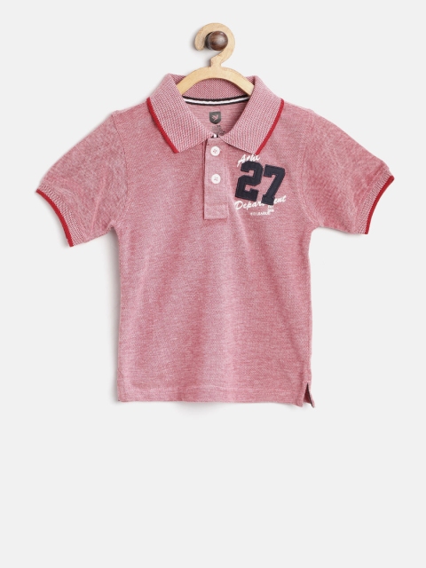 

612 league Boys Red Solid Polo Collar T-shirt