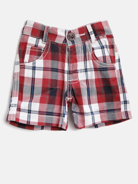 

612 league Boys Red Checked Regular Fit Shorts
