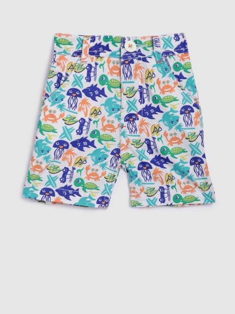 

612 league Boys White Printed Regular Fit Shorts