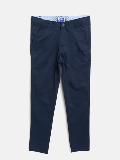 

612 league Boys Navy Blue Regular Fit Solid Trousers