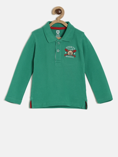 

612 league Boys Green Solid Polo Collar T-shirt