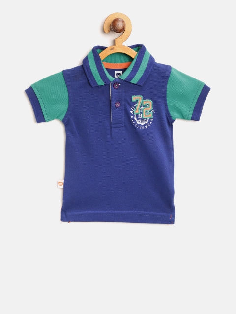 

612 league Boys Navy Blue Solid Polo Collar T-shirt