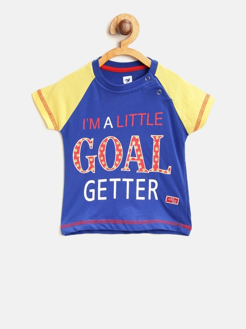 

612 league Boys Blue Printed Round Neck T-shirt