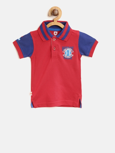 

612 league Boys Red Solid Polo Collar T-shirt