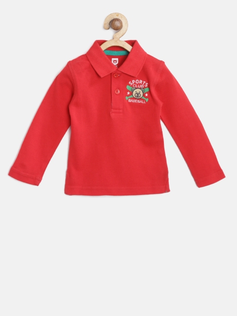 

612 league Boys Red Solid Polo Collar T-shirt