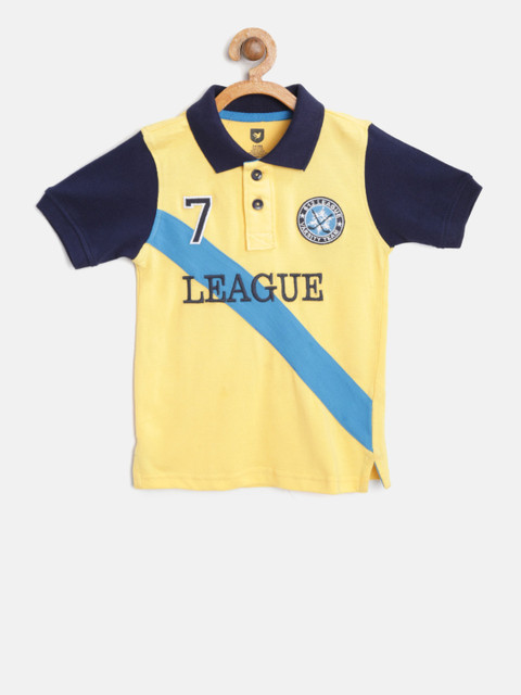 

612 league Boys Yellow Embroidered Polo Collar T-shirt