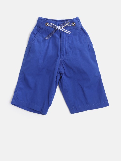

612 league Boys Blue Solid Regular Fit 3/4th Shorts