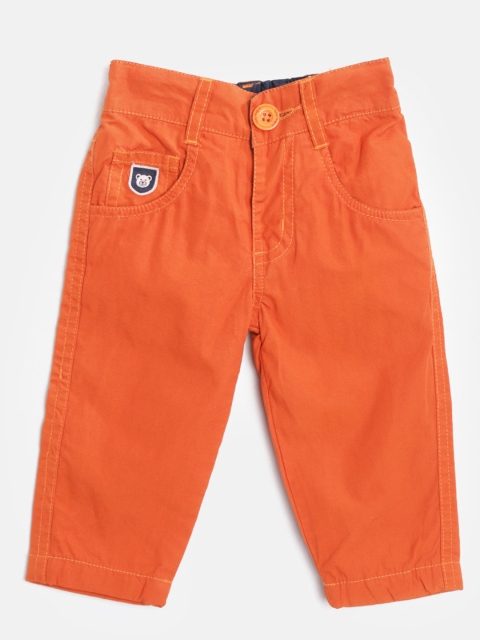 

612 league Boys Orange Regular Fit Solid Trousers