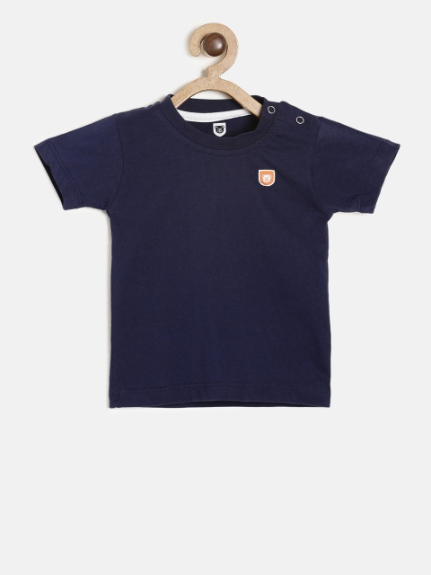 

612 league Boys Navy Blue Solid Round Neck T-shirt