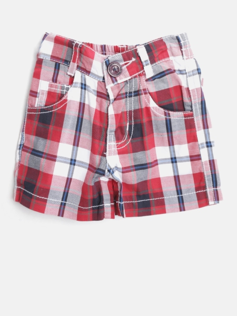 

612 league Boys Red & White Checked Regular Fit Shorts