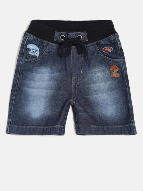 

612 league Boys Blue Solid Regular Fit Denim Shorts