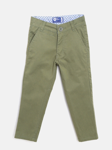 

612 league Boys Olive Green Regular Fit Solid Trousers