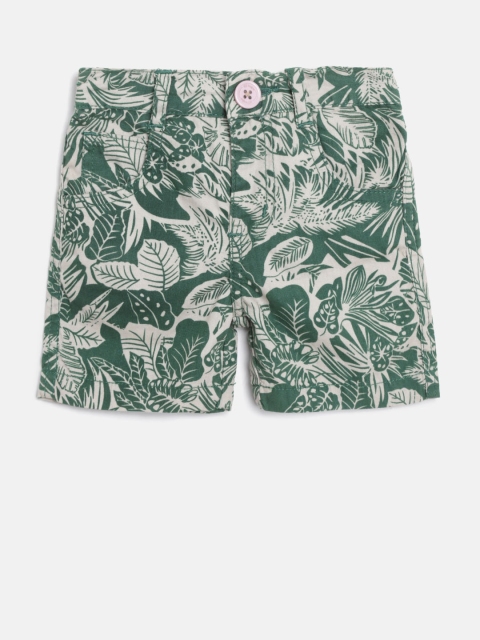 

612 league Boys Green & Beige Printed Regular Fit Shorts