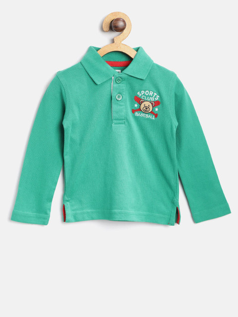 

612 league Boys Sea Green Solid Polo Collar T-shirt