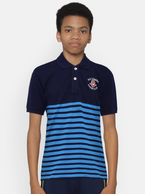 

612 league Boys Blue Striped Polo Collar T-shirt