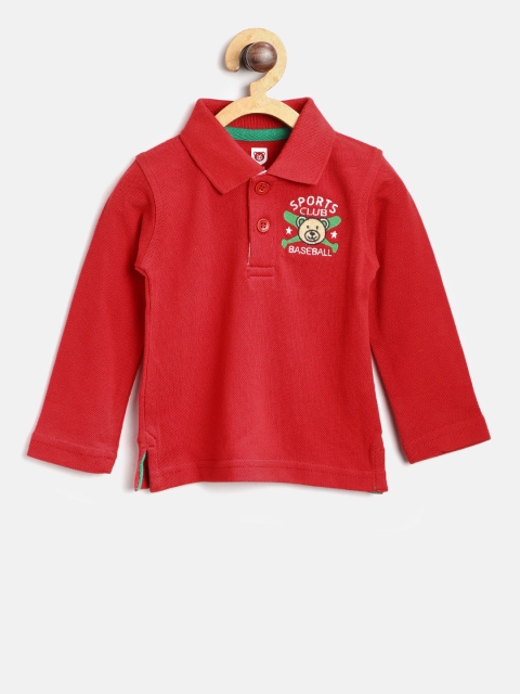 

612 league Boys Red Solid Polo Collar T-shirt