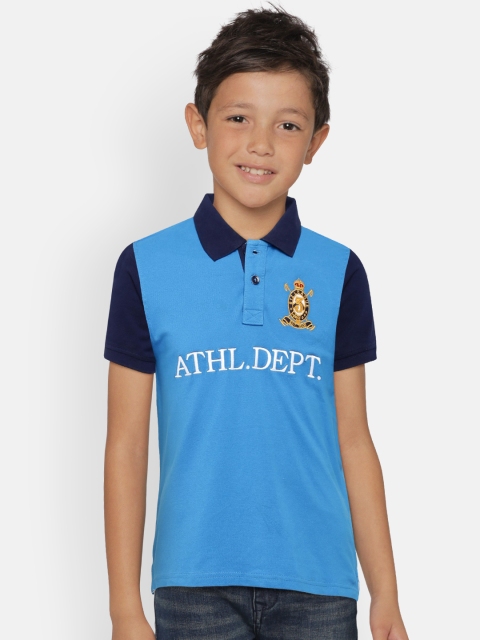

612 league Boys Blue Printed Polo T-shirt