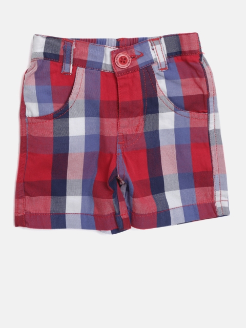 

612 league Boys Red & Blue Checked Regular Fit Shorts