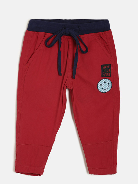 

612 league Boys Red Tapered Fit Solid Regular Trousers