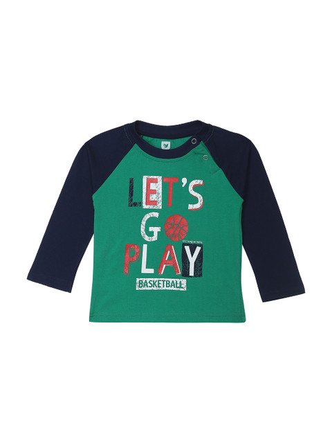 

612 league Boys Green & Blue Printed Round Neck T-shirt