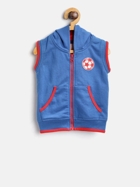 

612 league Boys Blue Solid Sleeveless Hooded Sweatshirt