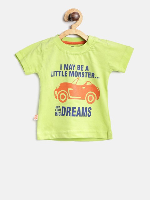 

612 league Boys Green Printed Round Neck T-shirt