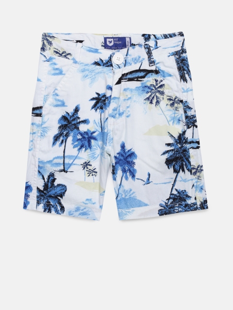 

612 league Boys White Printed Regular Fit Regular Shorts