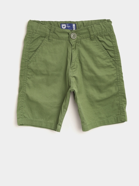 

612 league Boys Olive Green Solid Regular Fit Chino Shorts