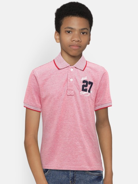

612 league Boys Red Solid Polo Collar Pure Cotton T-shirt