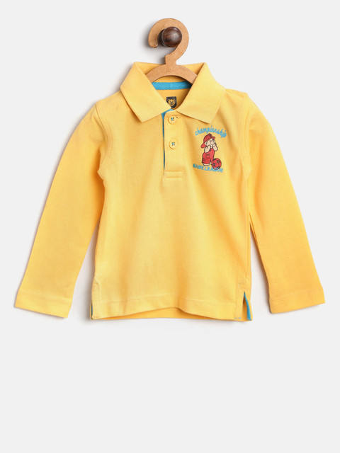 

612 league Boys Yellow Solid Polo Collar T-shirt