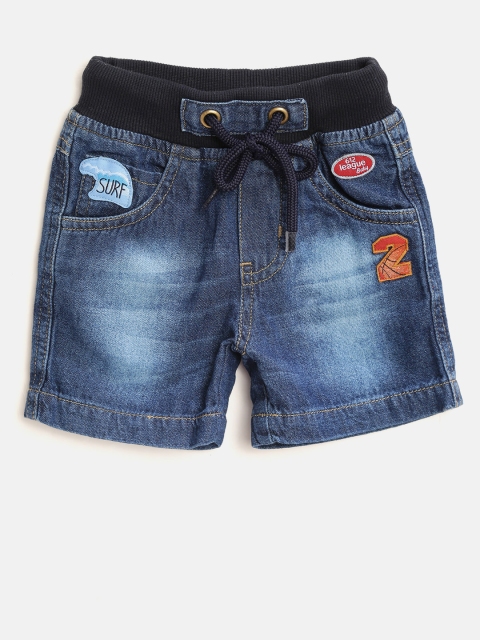 

612 league Boys Navy Blue Washed Regular Fit Denim Shorts