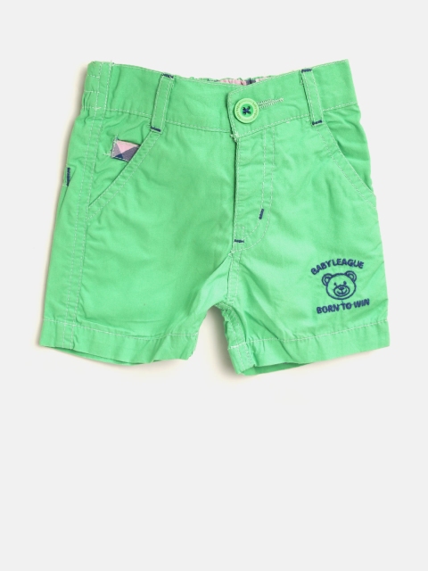 

612 league Boys Green Solid Regular Fit Chino Shorts