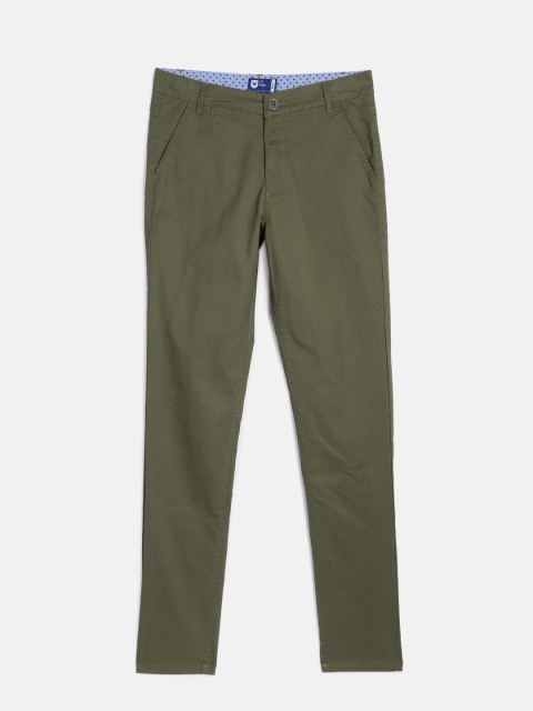 

612 league Boys Olive Green Regular Fit Solid Trousers