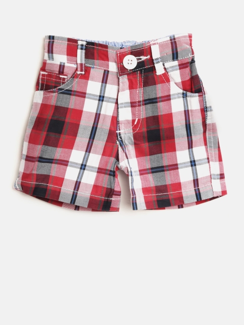 

612 league Boys Red & White Checked Regular Fit Shorts