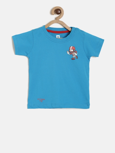 

612 league Boys Blue Solid Round Neck T-shirt